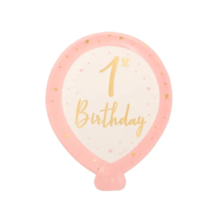 1-årsdag Papperstallrikar Rosa