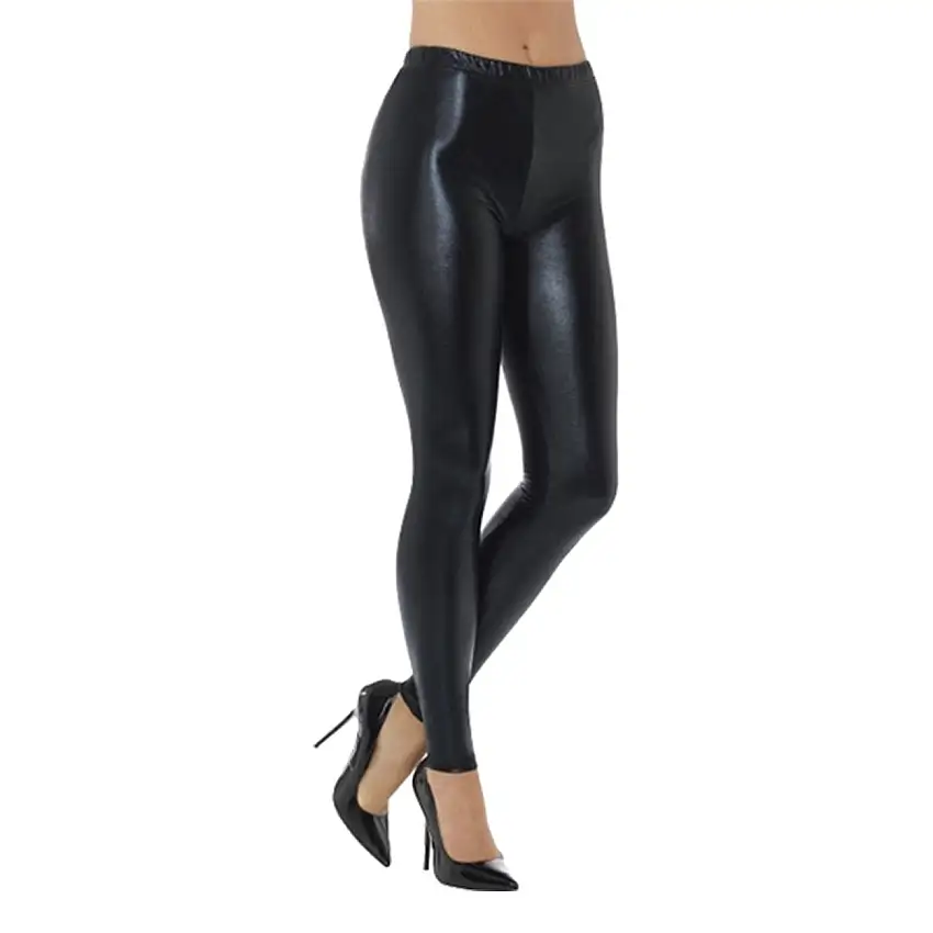 80-tals Metallic Disco Leggings Svarta