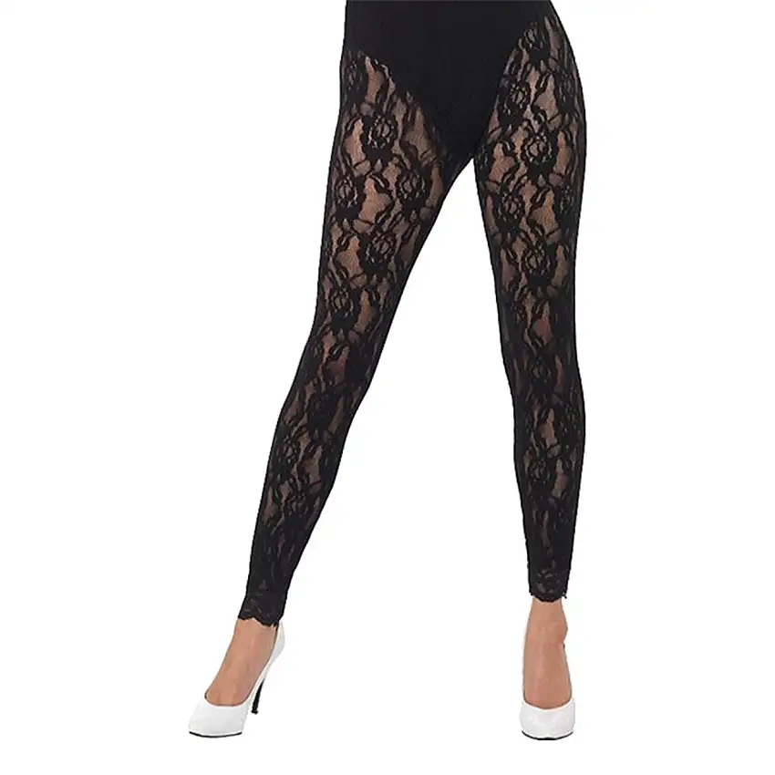 80-tals Spets Tights Svarta