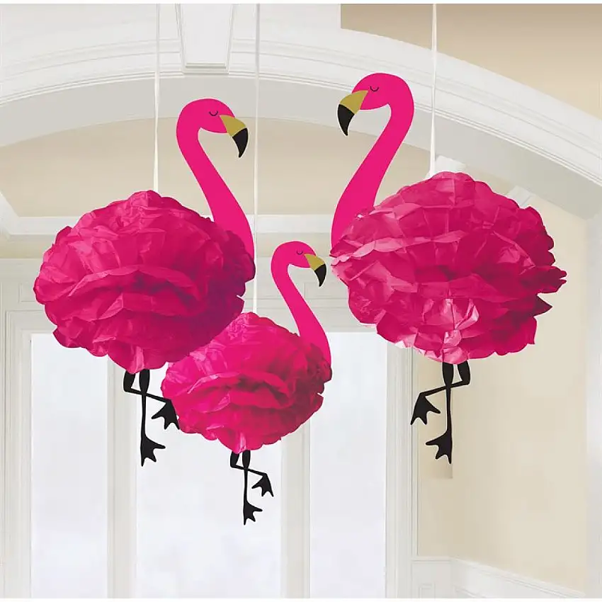 Rosa Flamingo Pom Poms