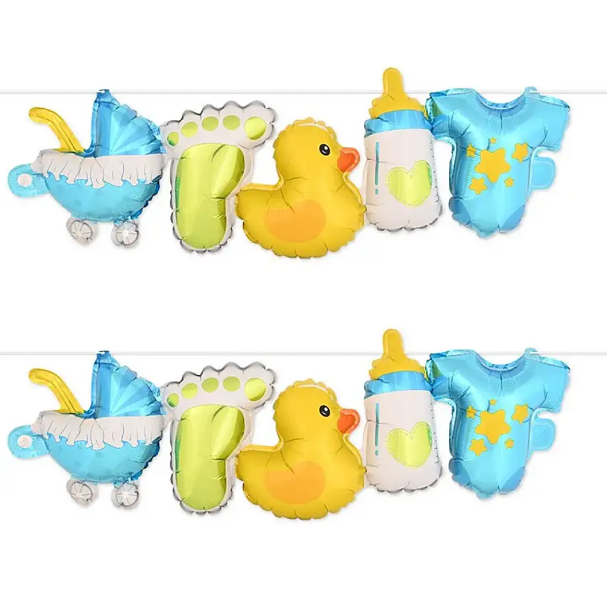 Babyshower Girlang Folieballonger Blå