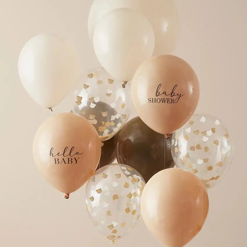 Babyshower Ballong Mix Beige/Brun