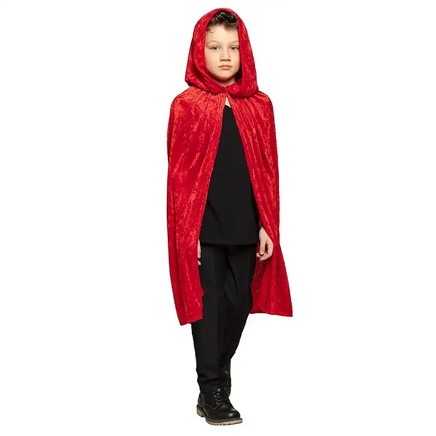 Velour Barncape Röd