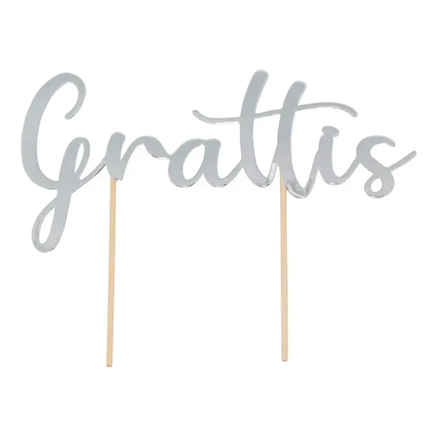Cake Topper Grattis Silver