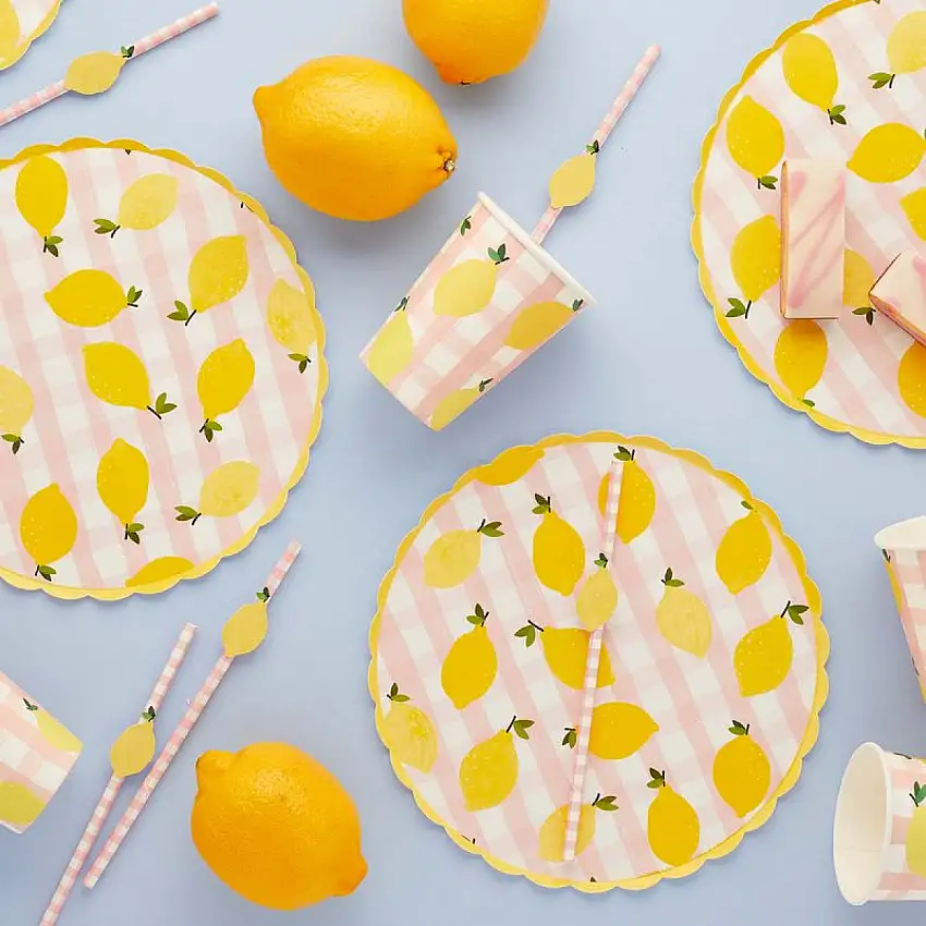 Citron Gingham Papptallrikar