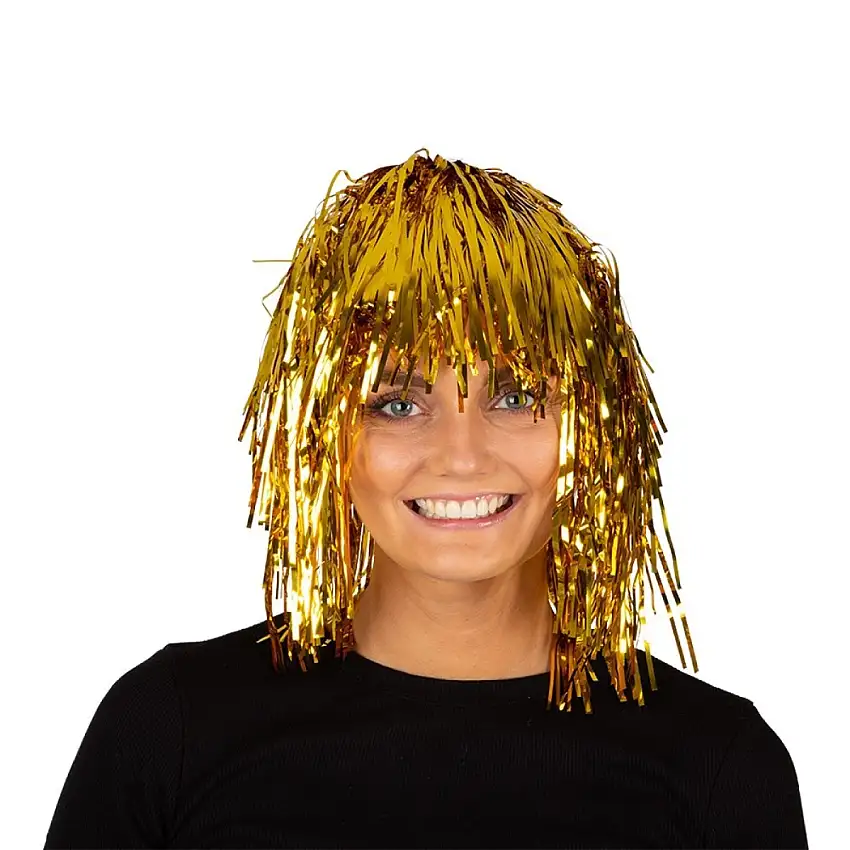 Glitterperuk Guld
