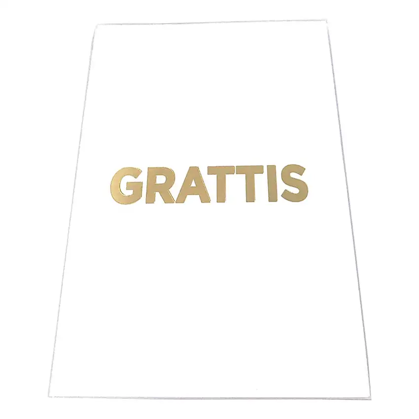 Kort Grattis Vit med Guldtext