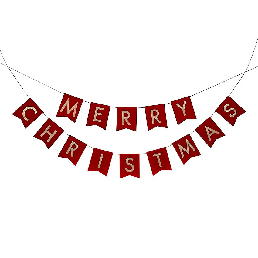 Vimpelgirlang Merry Christmas Röd