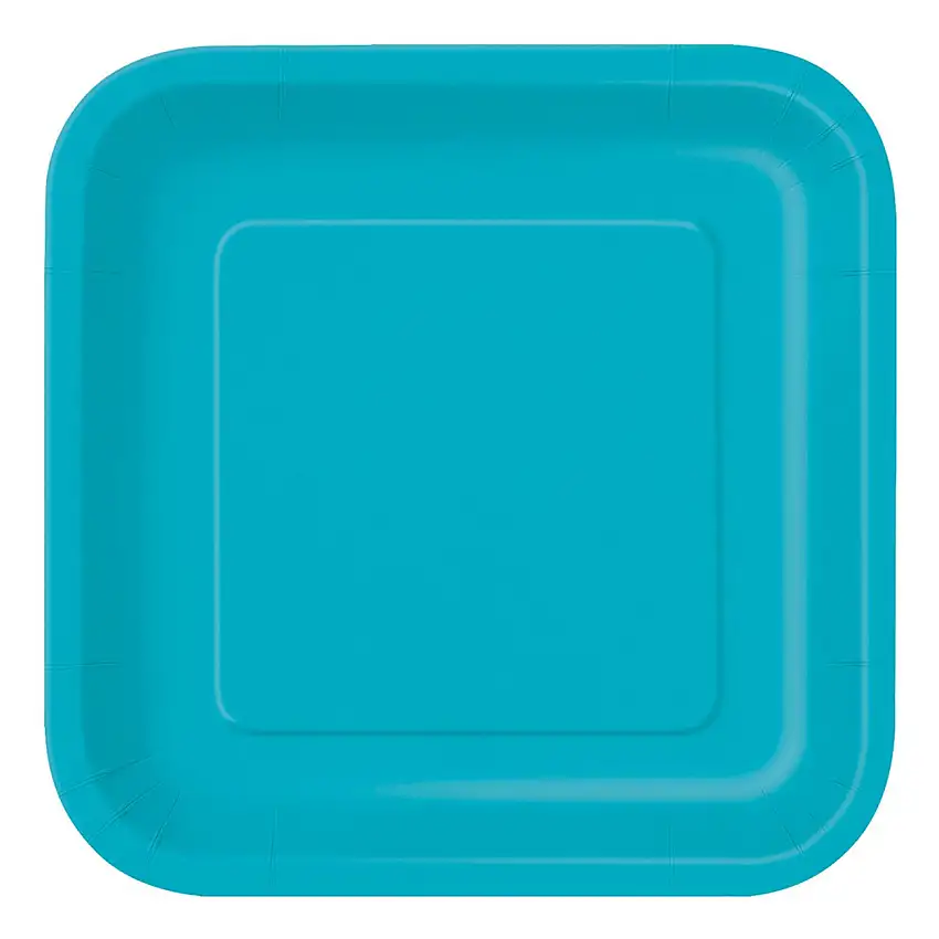 Papperstallrikar Kvadrat Turkos