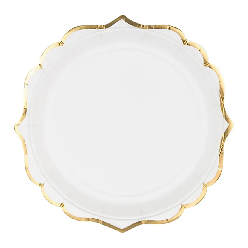 Pappersassietter Rund Vit/Guld