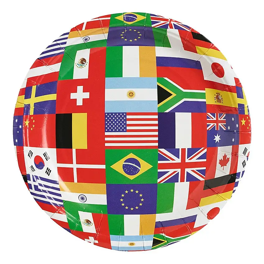 Papperstallrikar Internationella Flaggor