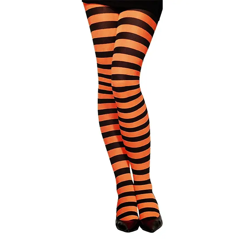 Strumpbyxor Orange/Svart Randiga