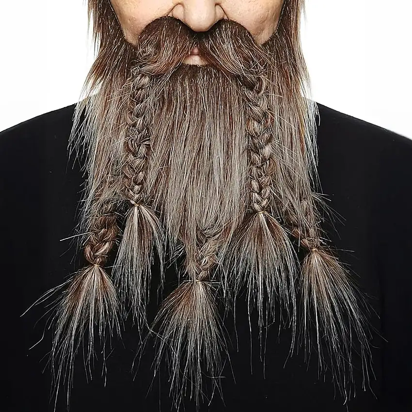 Viking Mustasch med Skägg Brun/Grå