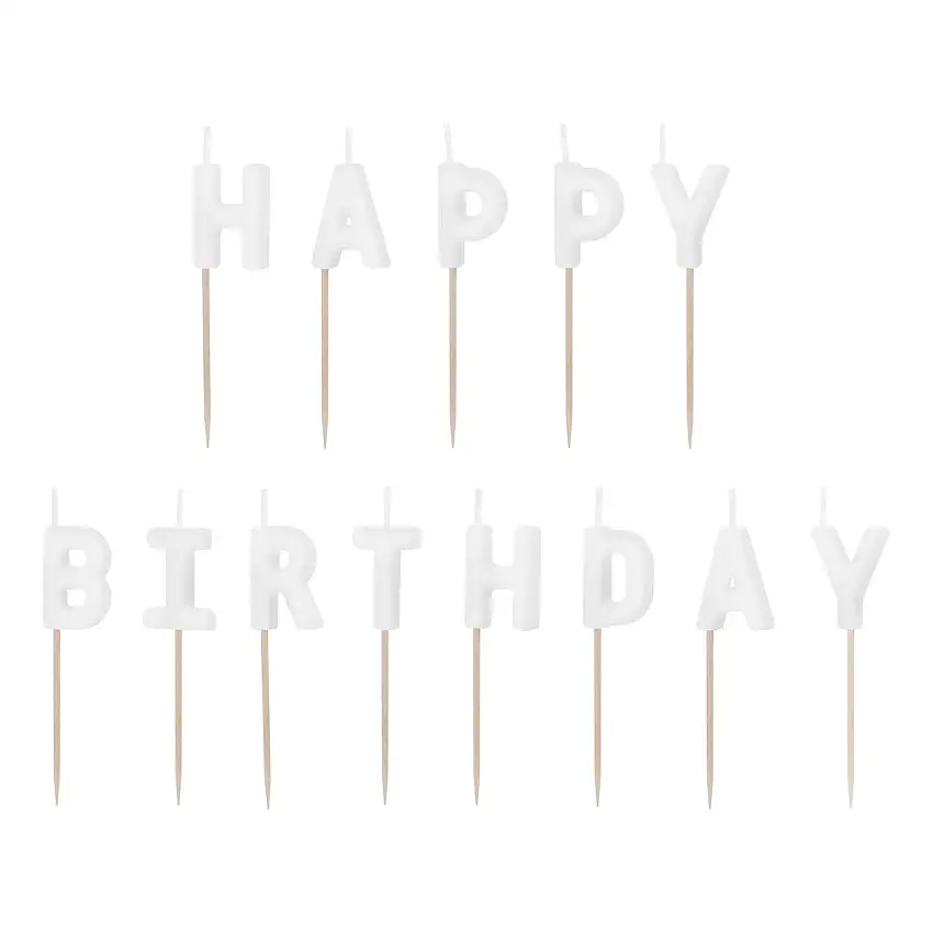 Vita Tårtljus Happy Birthday