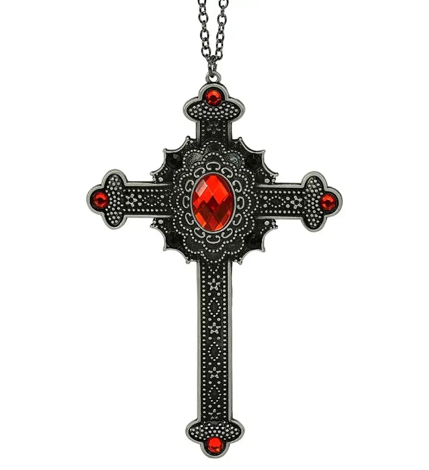 Gotiskt Kors Halsband Röd