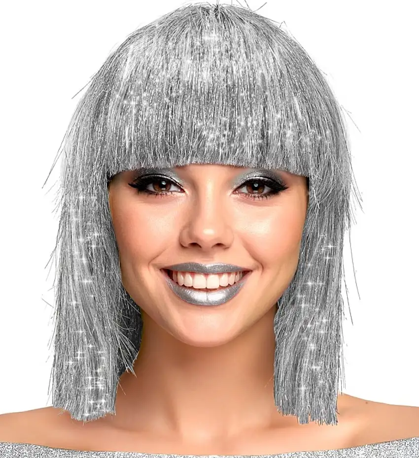 Glitter Disco Peruk Silver