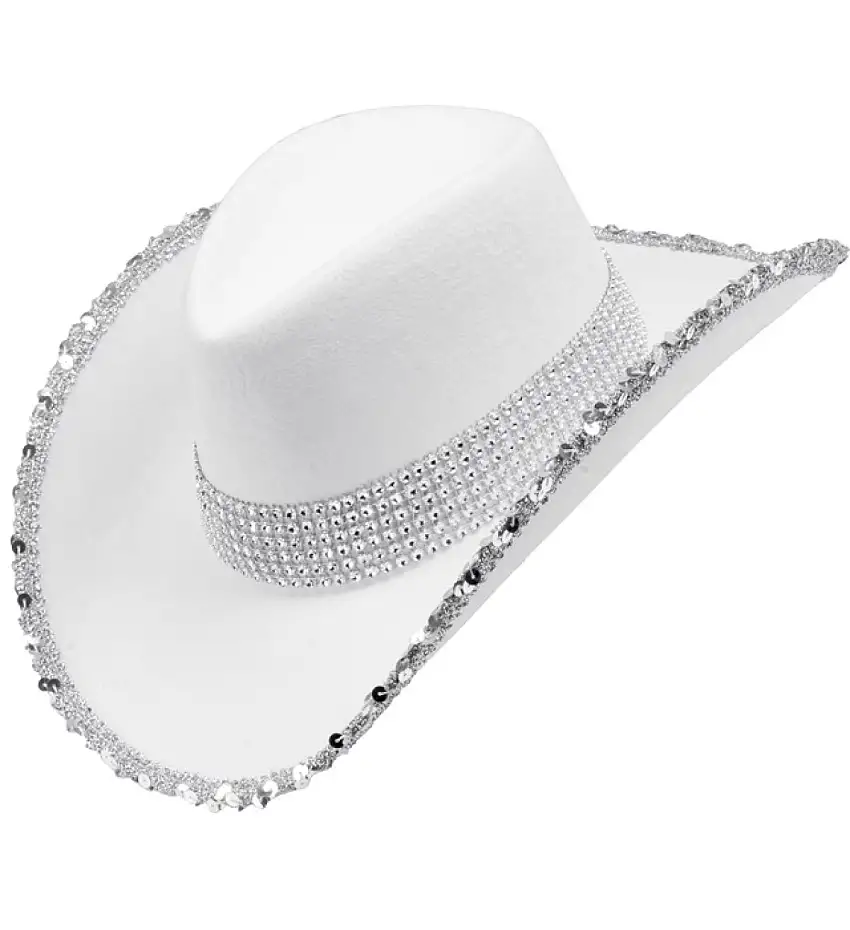Glitter Cowboyhatt Vit